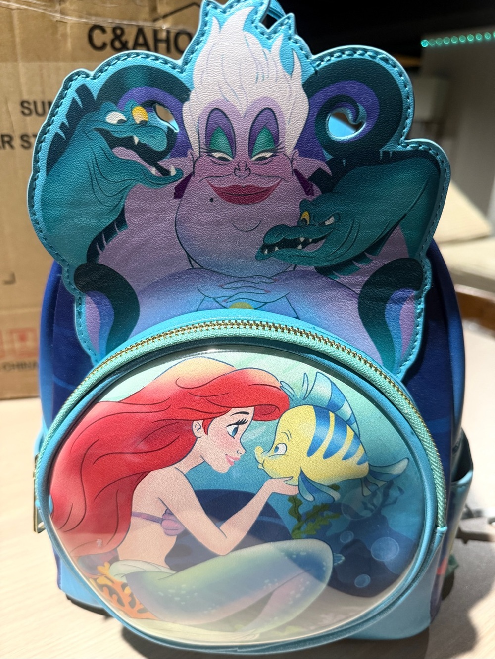 Loungefly Ariel & Flounder Kids Backpack with Ursula Accent - Red, Teal, Purple